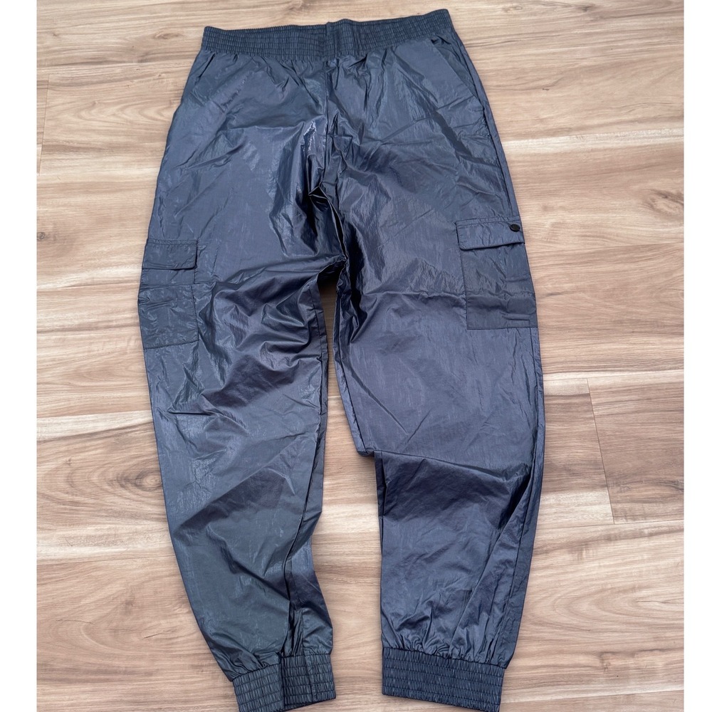 Victoria Sport Iridescent Nylon Cargo Joggers Gunmetal Metallic Pants Medium a3